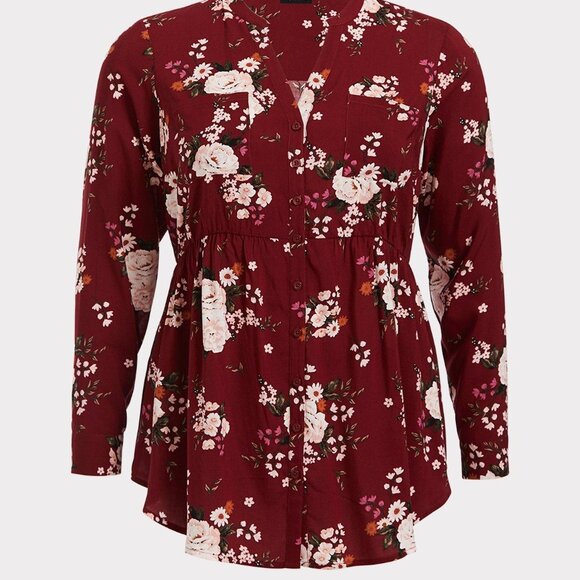 Emma Babydoll Challis Button-Front Tunic 4X - Picture 3 of 9